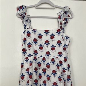 J. Crew White Sundress with Red and Blue Floral Print